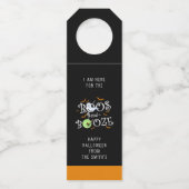 Schwarz & Orange Boos & Booze Halloween-Party Flaschenanhänger (Vorderseite)