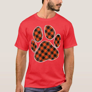 Schwarz-Orange Buffalo Karierte Dog Paw Print for T-Shirt