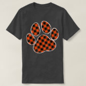 Schwarz-Orange Buffalo Karierte Dog Paw Print for T-Shirt (Design vorne)