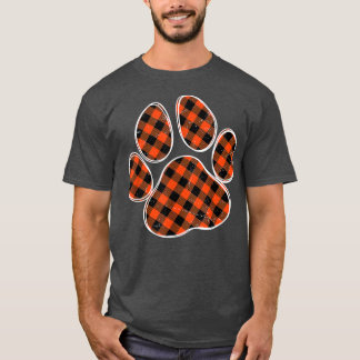 Schwarz-Orange Buffalo Karierte Dog Paw Print for  T-Shirt