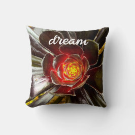 Schwarz Orange Cactus Foto Dream Quote Script fett Kissen