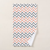 Schwarz Orange Chevron Zickzack Badhandtuch Set (Handtuch)