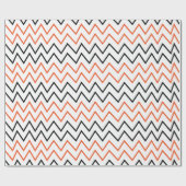 Schwarz Orange Chevron Zickzack Geschenkpapier (Flach)
