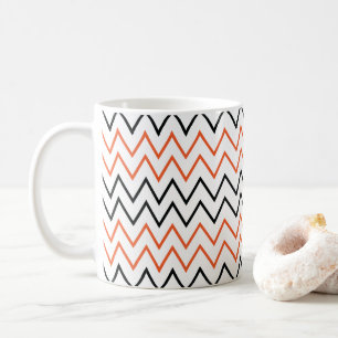 Schwarz Orange Chevron Zickzack Kaffeetasse
