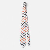 Schwarz Orange Chevron Zickzack Krawatte (Vorderseite)