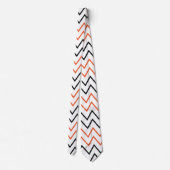 Schwarz Orange Chevron Zickzack Krawatte (Rückseite)