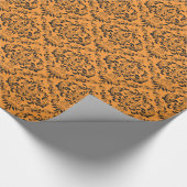 Schwarz-Orange-Damask-Muster Geschenkpapier (Ecke)