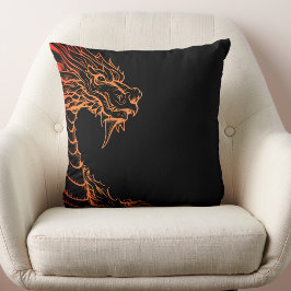 Schwarz-Orange Dragon Print Thumpe Kissen