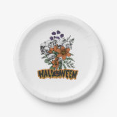 Schwarz/Orange Einfaches Halloween Pappteller (Vorderseite)