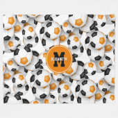Schwarz-Orange-Fußball-Team Farben Kinderspielraum Fleecedecke (Vorderseite (Horizontal))