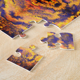 Schwarz, Orange, Gelb, Sangria, Spiegelmuster / Puzzle