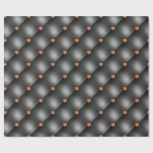 Schwarz-Orange-Gem-Ledermuster Geschenkpapier (Flach)