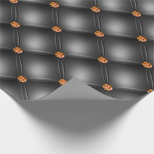 Schwarz-Orange-Gem-Ledermuster Geschenkpapier (Ecke)