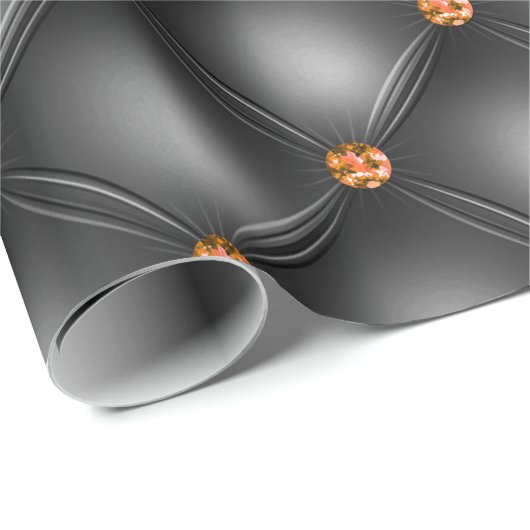 Schwarz-Orange-Gem-Ledermuster Geschenkpapier (Rolleneckpunkt)