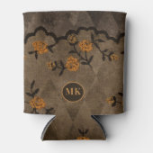 Schwarz-Orange-Gothic-Floral-Monogramm Dosenkühler (Vorderseite)