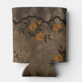 Schwarz-Orange-Gothic-Floral-Monogramm Dosenkühler (Rückseite)