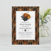 Schwarz-orange Gotische Probe-Dinner Einladung (Stehend Vorderseite)