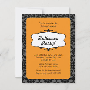 Schwarz-orange-gotisches Halloween-Party Einladung