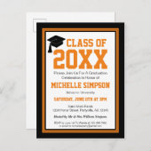 Schwarz-Orange-Graduierungspartei Einladungspostkarte (Vorne/Hinten)