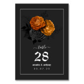 Schwarz-Orange Halloween Blumenmenü Tischnummer (Vorderseite)