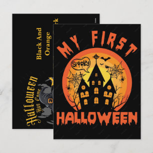 Schwarz-Orange-Halloween-Dunkel-Fantasy 2026 Feiertagspostkarte