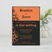 Schwarz-Orange-Halloween-Einladungen Einladung (Stehend Vorderseite)