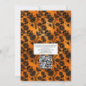 Schwarz-Orange Halloween-Floral QR-Code Hochzeit Einladung (Rückseite)