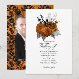 Schwarz-Orange Halloween-Foto Einladung