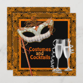 Schwarz-Orange-Halloween-Party Einladung (Vorne/Hinten)