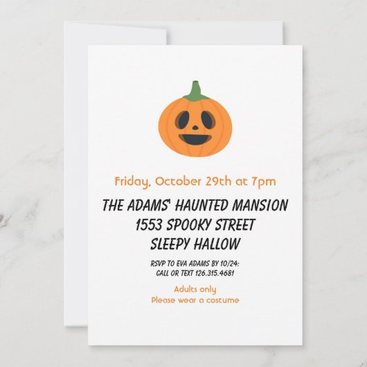 Schwarz-Orange-Halloween-Party Einladung (Rückseite)