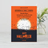 Schwarz-Orange-Halloween-Party Einladung (Stehend Vorderseite)