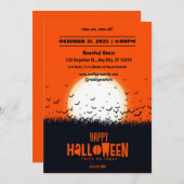 Schwarz-Orange-Halloween-Party Einladung (Vorne/Hinten)