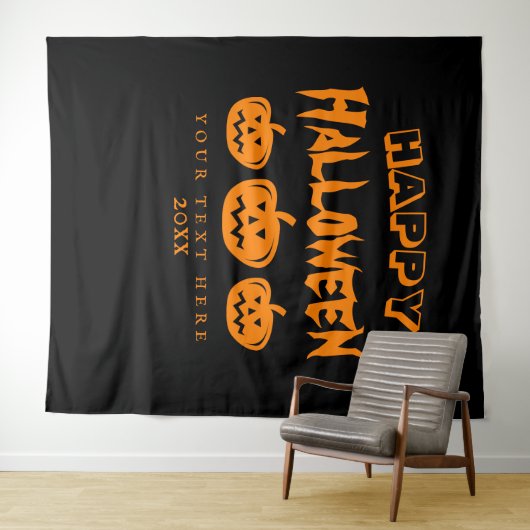 Schwarz-Orange-Halloween-Party Foto Hintergrund Wandteppich (Beispiel (Horizontal))