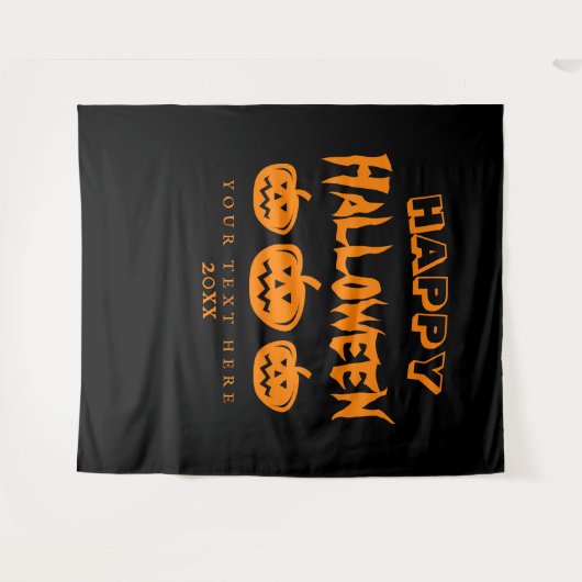 Schwarz-Orange-Halloween-Party Foto Hintergrund Wandteppich (Vorderseite (Horizontal))