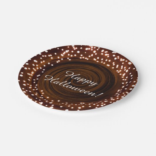 Schwarz-Orange Halloween-Party Pappteller (Schrägansicht)