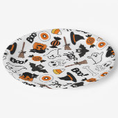 Schwarz-Orange-Halloween-Party Pappteller (Schrägansicht)