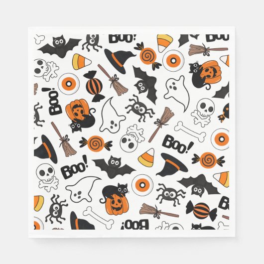 Schwarz-Orange-Halloween-Party Serviette (Vorderseite)