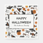Schwarz-Orange-Halloween-Party Serviette (Vorderseite)