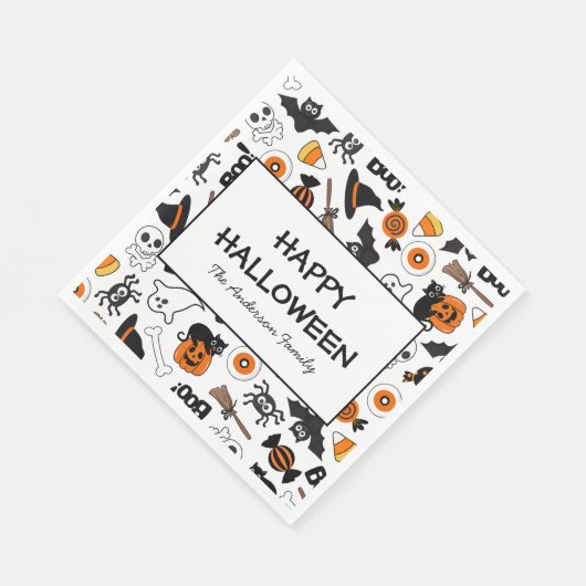 Schwarz-Orange-Halloween-Party Serviette (Ecke)