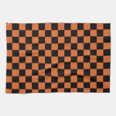 Schwarz-orange Halloween-Schachbrettmuster  Geschirrtuch (Horizontal)