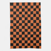 Schwarz-orange Halloween-Schachbrettmuster  Geschirrtuch (Vertikal)
