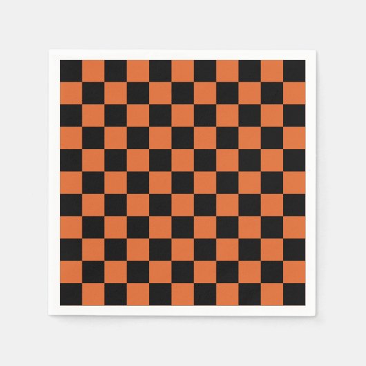 Schwarz-orange Halloween-Schachbrettmuster Serviette (Vorderseite)