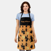 Schwarz-Orange Halloween Spooky Trees Houses Schürze (Getragen)