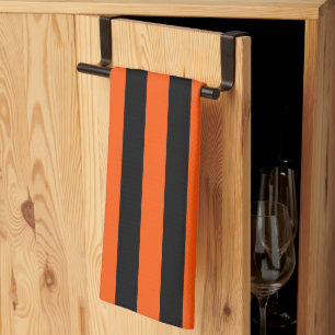 Schwarz-Orange-Halloween-Streifen Geschirrtuch