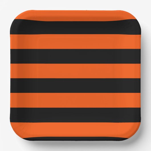 Schwarz-Orange-Halloween-Streifen Pappteller (Vorderseite)