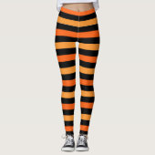 Schwarz-Orange Halloween Strips-Leggings Leggings (Vorderseite)