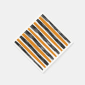 Schwarz-Orange Halloween Wasserfarben Streifen Serviette (Ecke)
