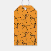 Schwarz-Orange-Handgezeichnetes Skelett Halloween Geschenkanhänger (Rückseite)