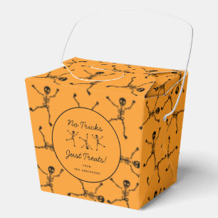 Schwarz-Orange handgezeichnetes Skelett Halloween Geschenkschachtel