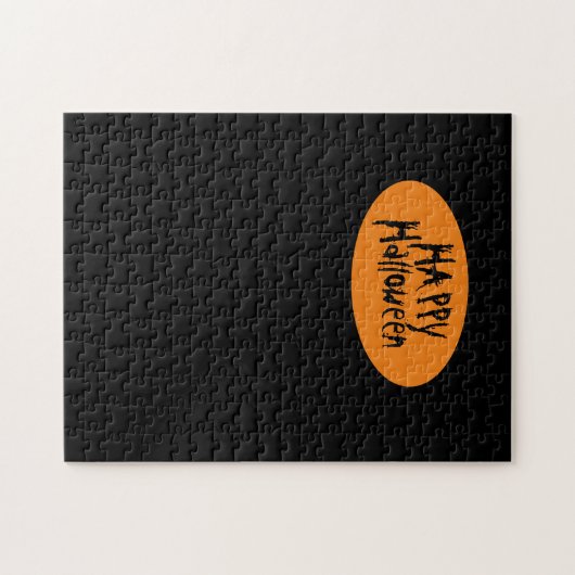 Schwarz Orange Happy Halloween Frustration Puzzle (Horizontal)